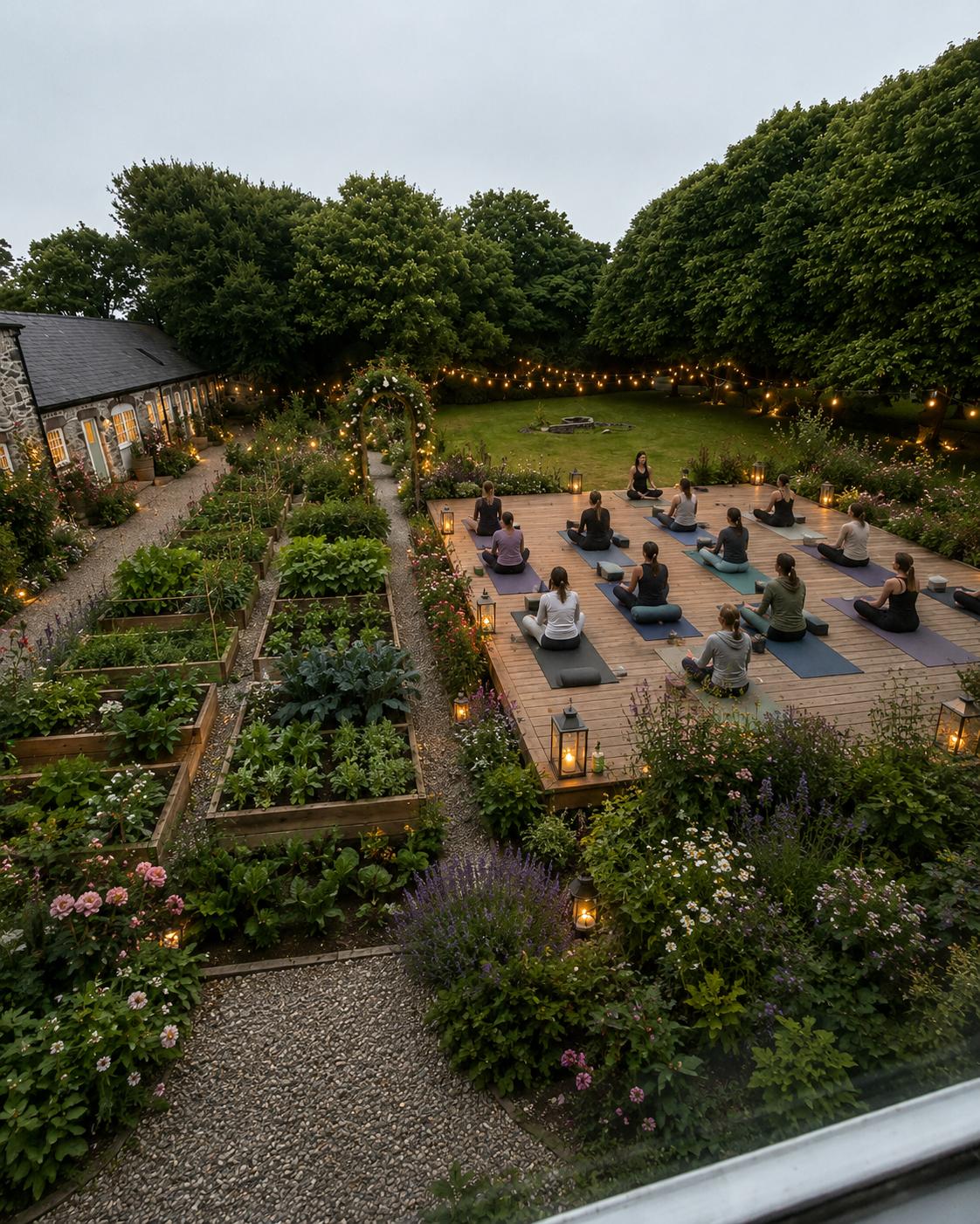 Natural wild swimming pool in a walled garden